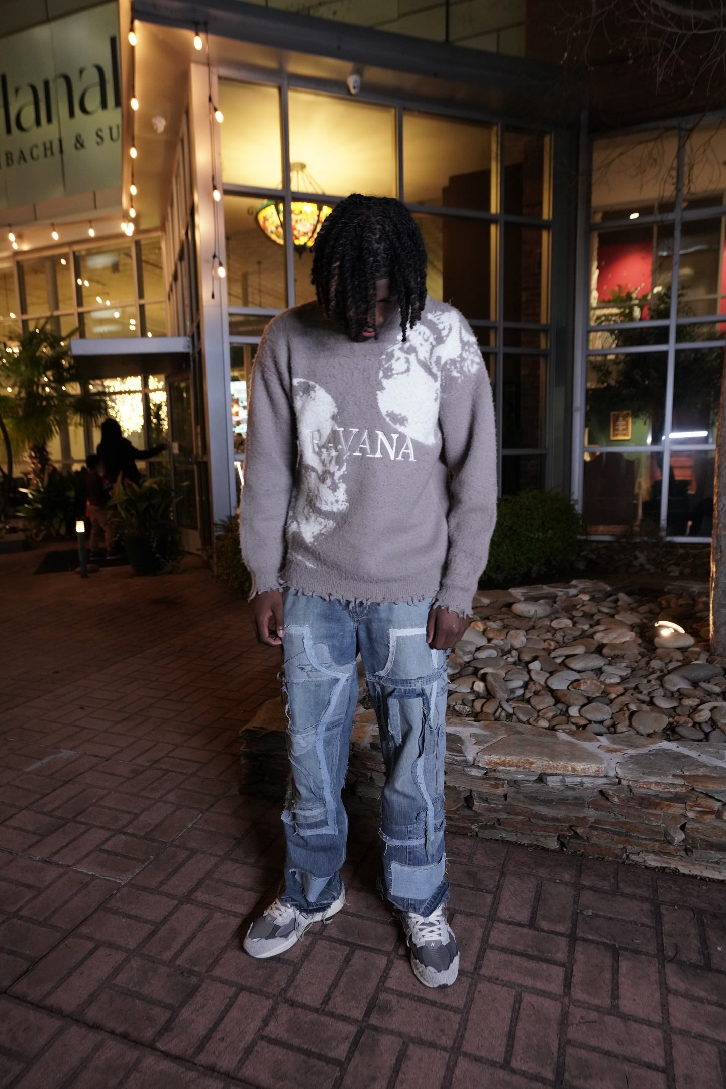 Gray and White Mohair Sweater