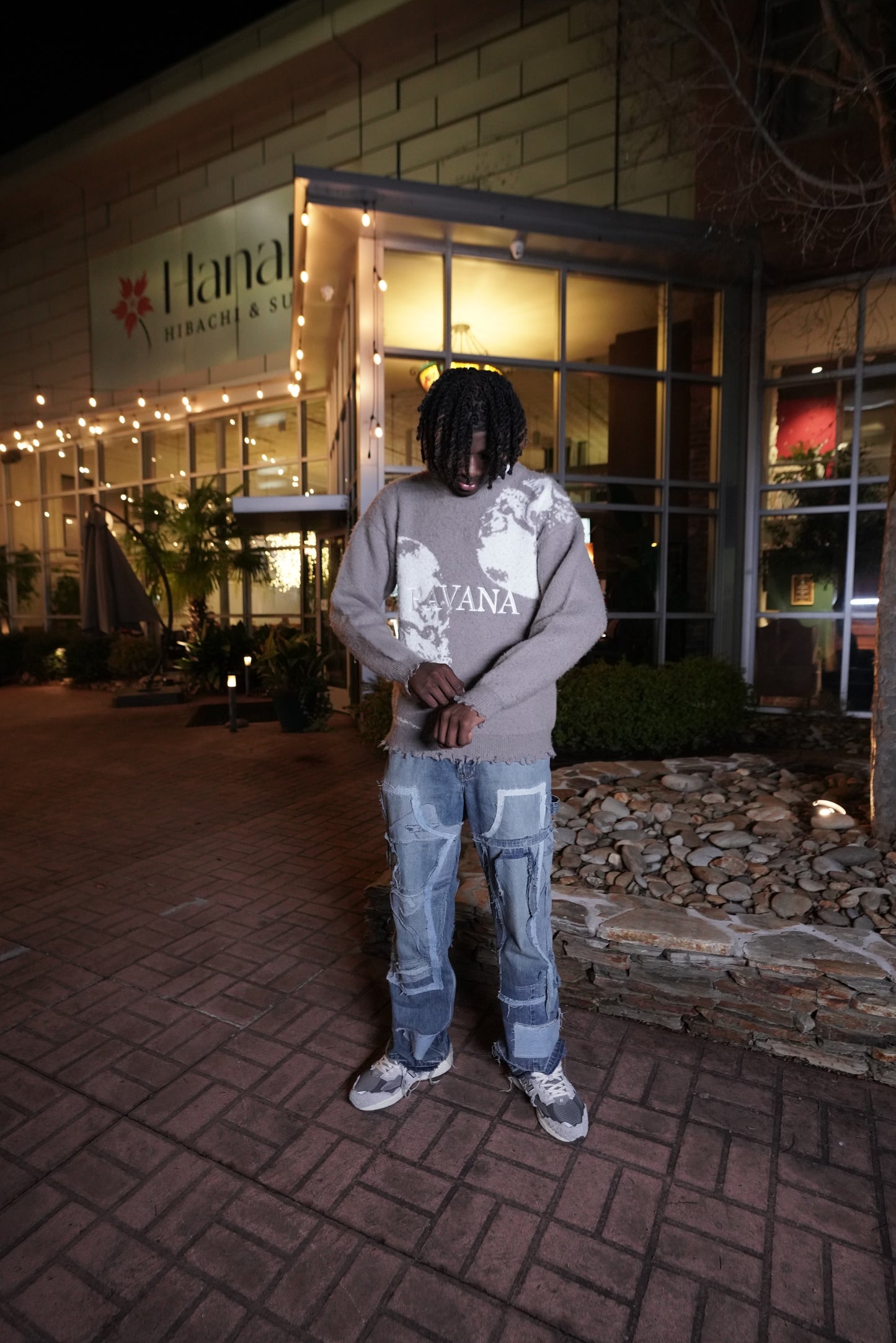 Gray and White Mohair Sweater