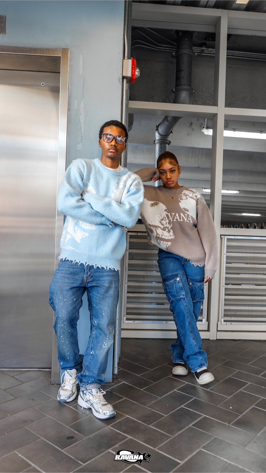 Blue and White Mohair Sweater